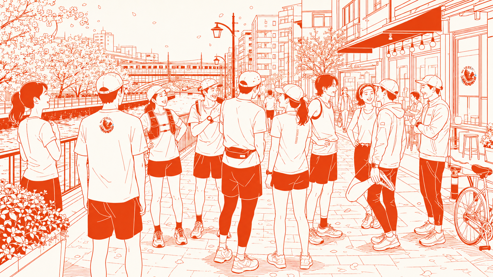 Meguro River Lazy Runners running club in Nakameguro Station East Exit 1 coin lockers, Tokyo, Japan