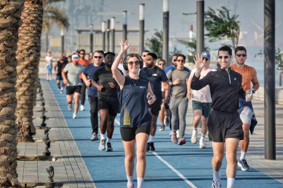 Morning Milers running club in Al Shaheed Park, Green Island, Marina Crescent, Salmiya boatyard, Kuwait City, Kuwait