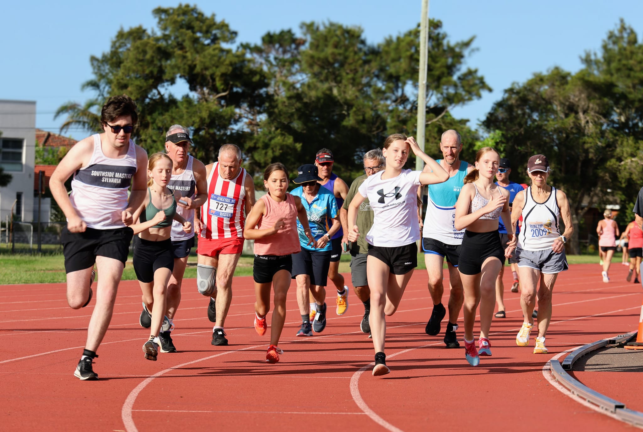 Southside Masters Athletic Club running club in Sylvania Waters Athletics Track, Sylvania Waters, Sydney, NSW, Australia